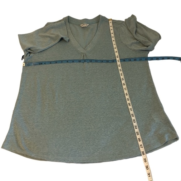 ORVIS Linen T-Shirt Women's Size XL Blue V-Neckline Top Long Sleeve - Picture 4 of 10